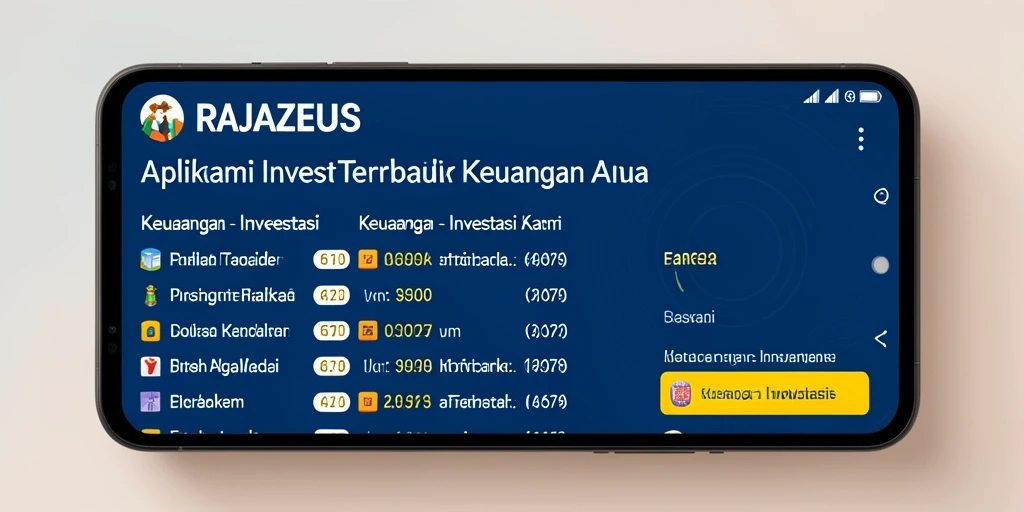 Tampilan antarmuka aplikasi Investasi RAJAZEUS yang modern dan informatif.